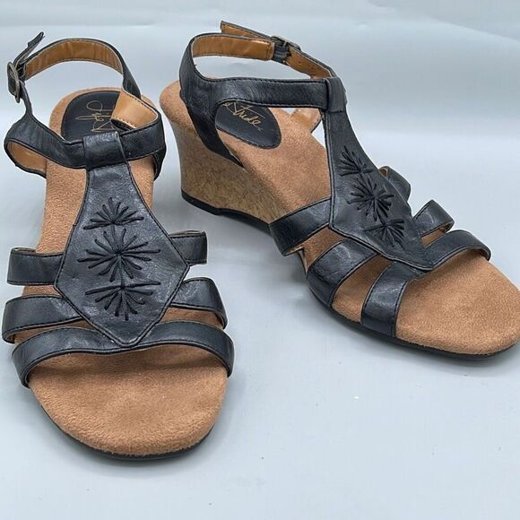 Life Stride size 8.5 strappy faux cork wedge sandal - Picture 1 of 9
